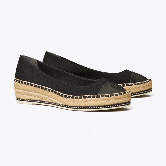 tory burch black espadrille wedges